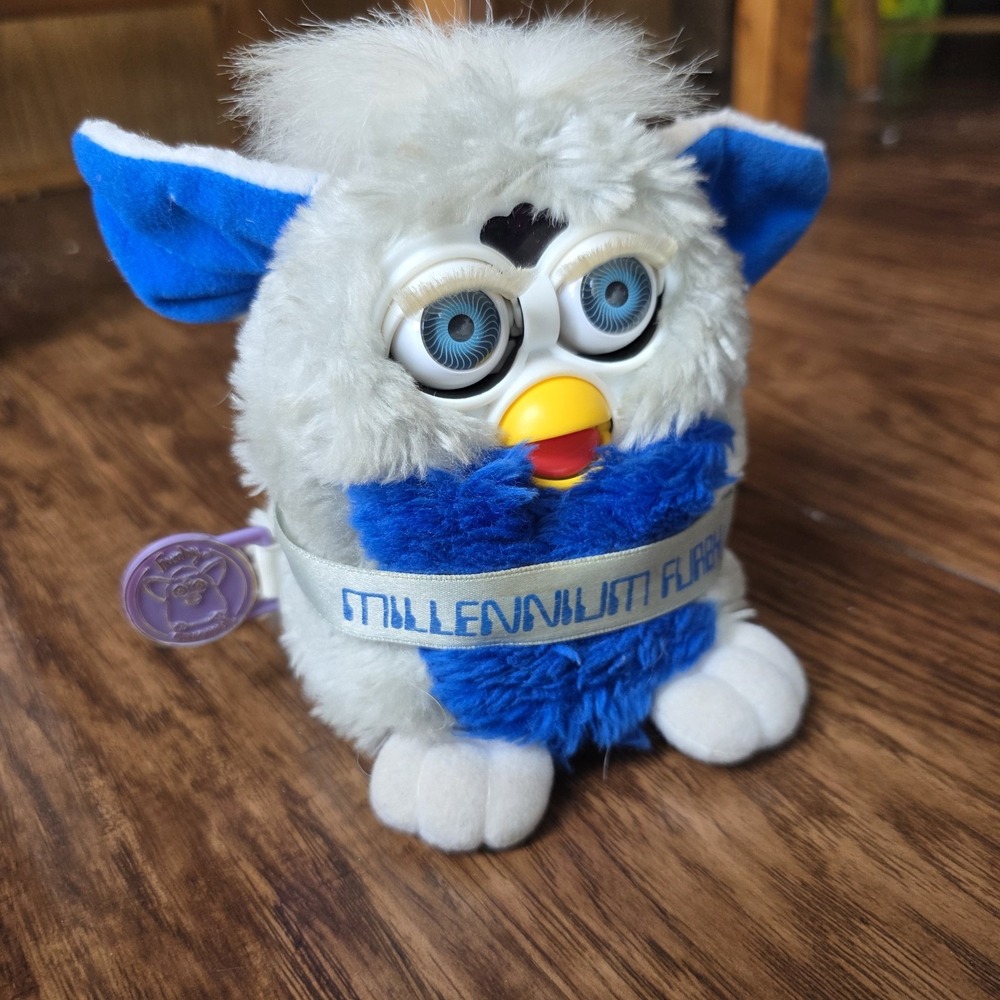 Vintage 1999 Millennium Furby Tiger Electronics Tested Working W/ Medal And Sash